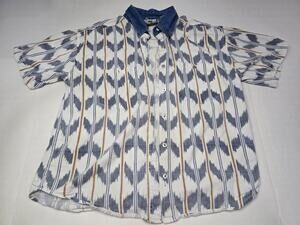 Vintage 90s Bill Blass Men's Ikat Shirt Medium Southwestern 100% Cotton